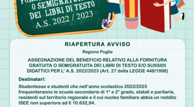 Avviso straordinario per la fornitura gratuita o semigratuita dei libri di te...