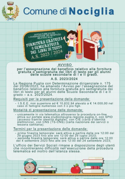 AVVISO per l’assegnazione del beneficio relativo alla fornitura gratui...