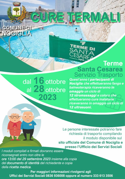 CURE TERMALI SANTA CESAREA - DAL 16 OTTOBRE AL 28 OTTOBRE 2023 