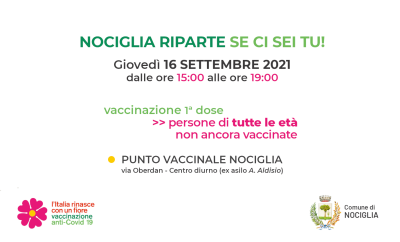 Giovedì 16 settembre: giornata straordinaria di vaccinazione presso il...