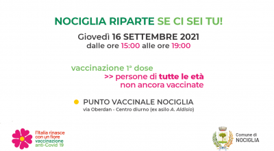 Giovedì 16 settembre: giornata straordinaria di vaccinazione presso il...