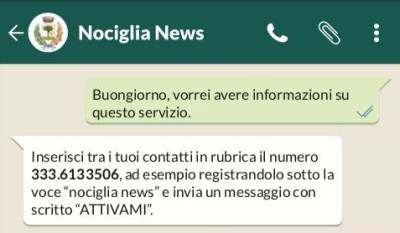 Il Comune di Nociglia su WhatsApp