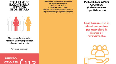 Brochure riguardante l'allontanamento delle persone con danno cognitivo