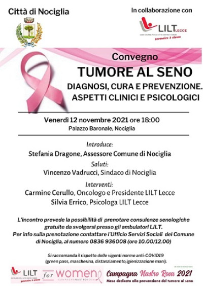 Convegno TUMORE AL SENO -        12 novembre 2021 h.18.00