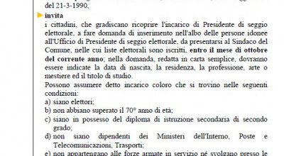 Aggiornamento dell'albo delle persone idonee all'ufficio di Presidente di seg...