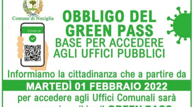 OBBLIGO DI GREEN PASS BASE PER ACCEDERE AGLI UFFICI PUBBLICI