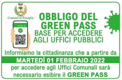 OBBLIGO DI GREEN PASS BASE PER ACCEDERE AGLI UFFICI PUBBLICI