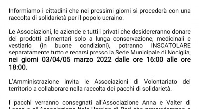 Raccolta di solidarietà per il popolo ucraino