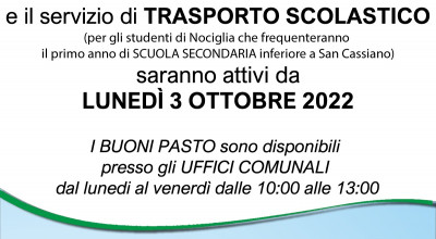 Servizio Refezione Scolastica e Servizio Trasporto Pubblico