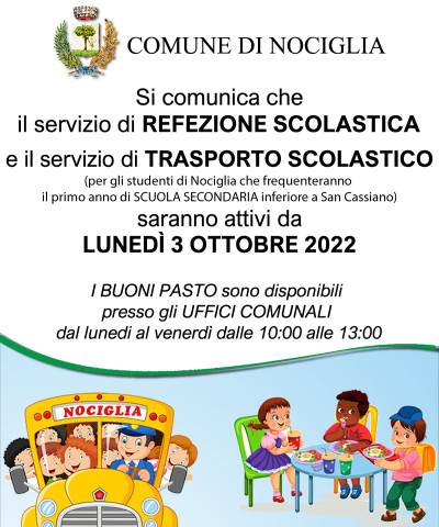 Servizio Refezione Scolastica e Servizio Trasporto Pubblico